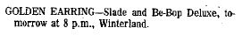 Golden Earring show announcement April 10, 1976 San Francisco - Winterland Oakland Tribune newspaper April 09 1976